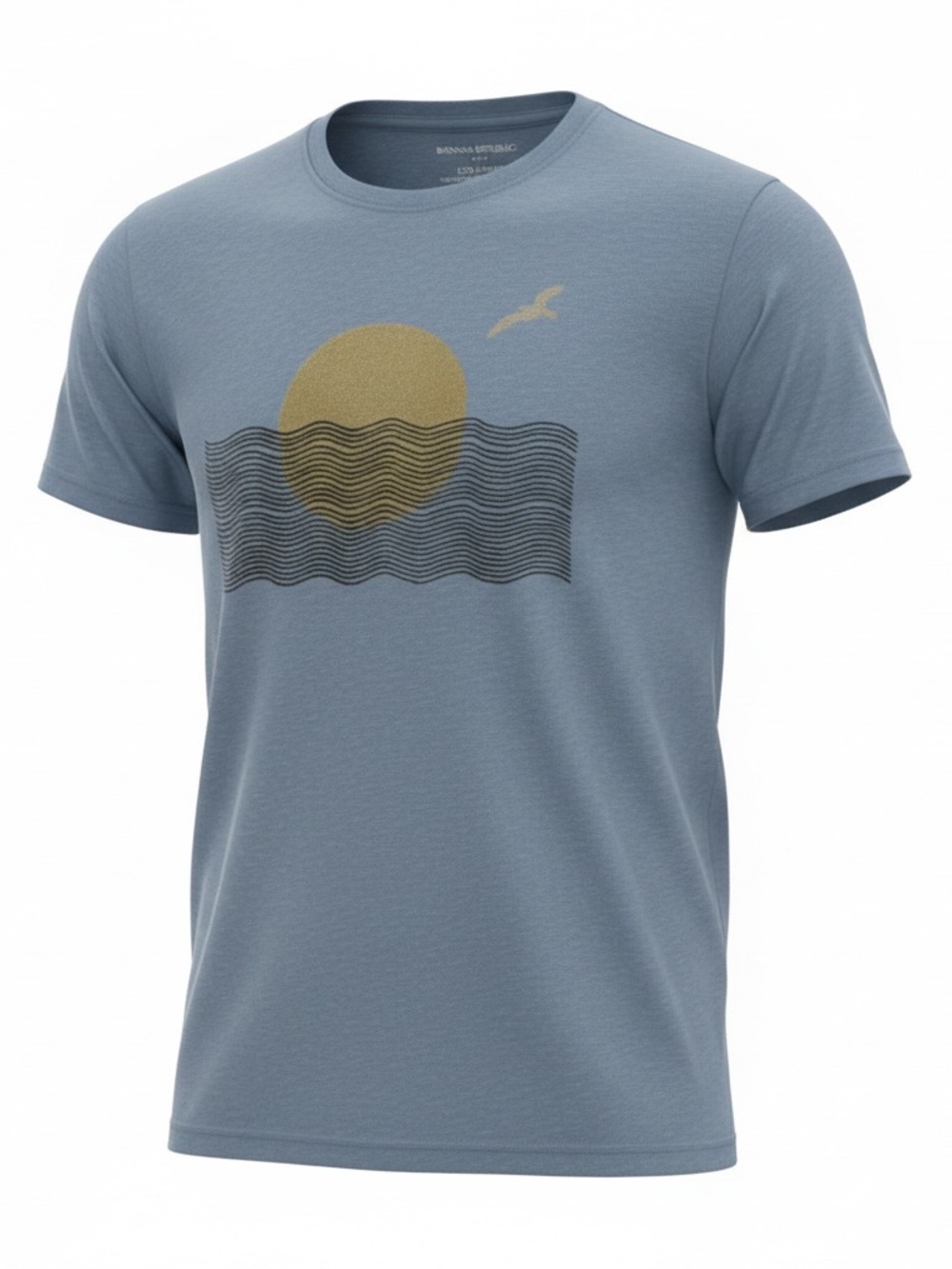 Banana Republic Slate Blue Graphic Tee with Gold Sun eco t shirt